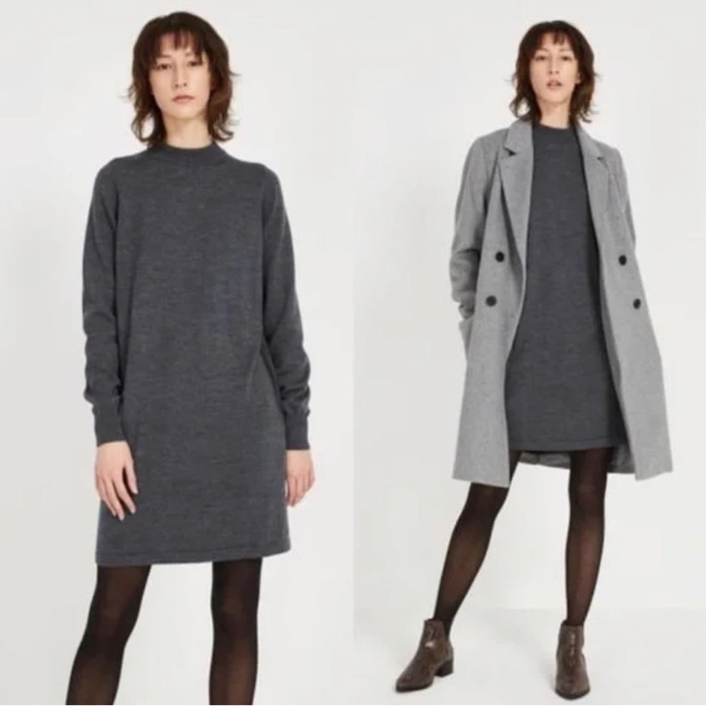 Frank and Oak - Merino Wool Sweater Dress - Dark Grey - Size XL